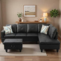 Leather L-Shaped Couch Set by Topcomfy