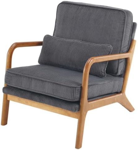Karl home Mid-Century Modern Accent Reading Chair, Dark Grey - Image 7