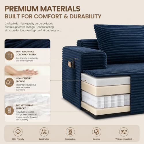 L Shaped Boneless Sectional Cloud Couches W/Chaise and Side Pockets - Image 6