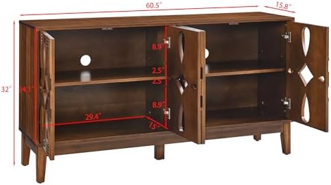 LKTART 60" Mid Century Modern Sideboard Buffet, Credenzas Storage Cabinet - Image 2