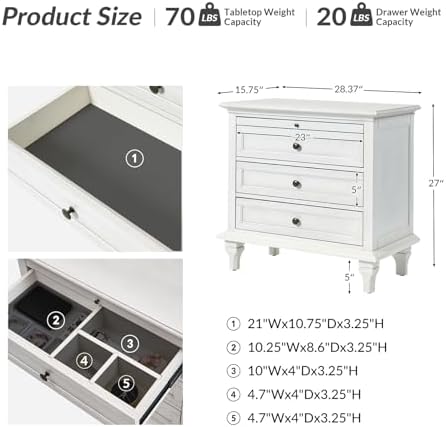 HULALA HOME Farmhouse 3 Drawer End Table - Image 2