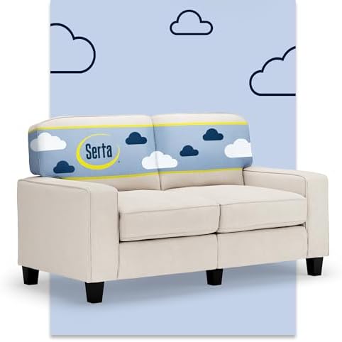 Serta Palisades 61" Track Arm Sofa, Easy Care Polyester, Soft Pillow Back by Serta