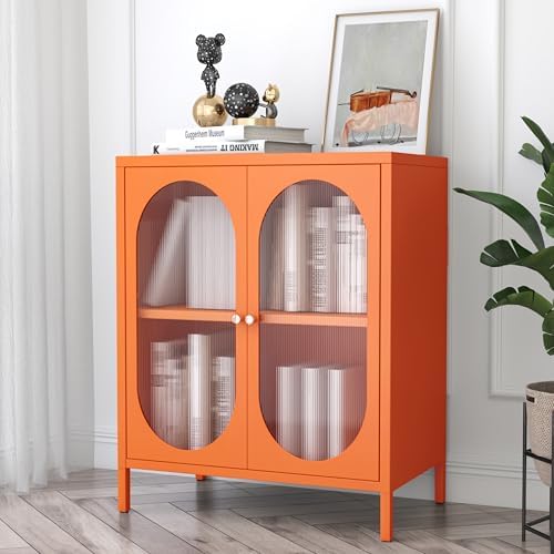 Small 2 Transpanrent Door Metal Storage Side Buffet Cabinet - Image 5