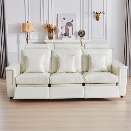 RARZOE Modular Sectional 3-Seater Recliner Sofa, Faux Leather - Image 3