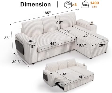 WEUP 86" Modular Sectional Sleeper Sofa - Image 2
