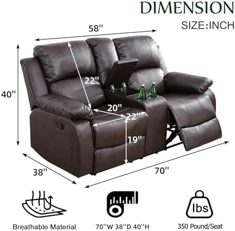 Leather Recliner Sofa，Reclining Loveseat - Image 2