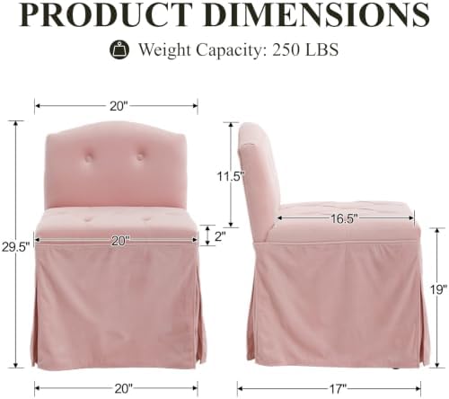 Pink Velvet Makeup Vanity Chair - Image 2