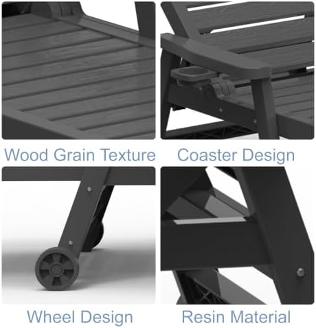 Outdoor Chaise Lounge Chairs, 5-Position Adjustable Backrest, Waterproof - Image 5