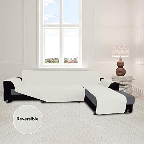 Easy-Going Reversible L-Shape Sectional Couch Cover, Ivory/Ivory - Image 2