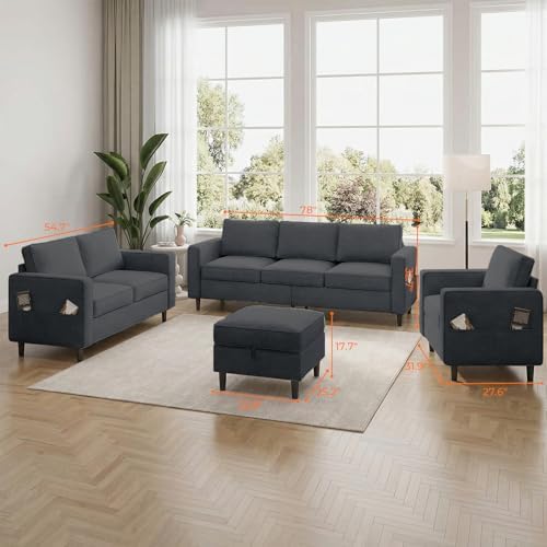 ijuicy 3PCS Sectional Sofa Set, Modern 6 Seater Couch Set - Image 2
