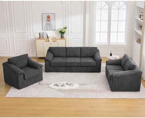 Oversized Boneless Couch Sets, Modern 3 Seater Sofa, Loveseat Sofa by UMBFUN