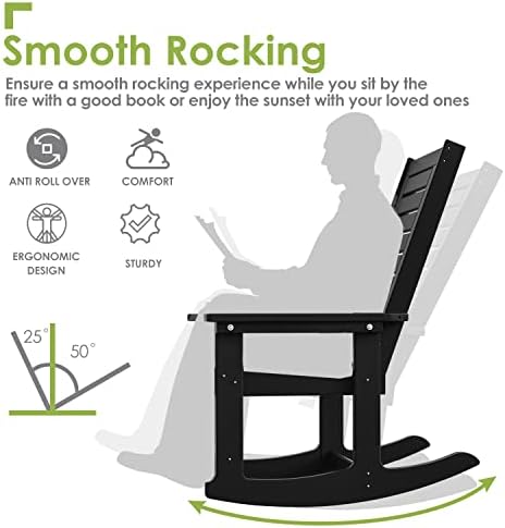GREENVINES Outdoor Rocking Chairs Set, 2 Rockers w/ 1 Side Table - Image 5