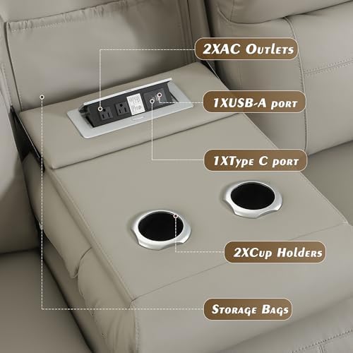 Dual Motor Power Reclining Sofa, Breathable Leather Reclining Couch - Image 6