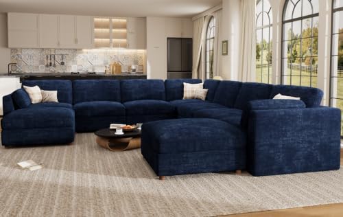 Oversized Modular Sectional Sofa U-Shaped Cloud Couches Blue - Image 3