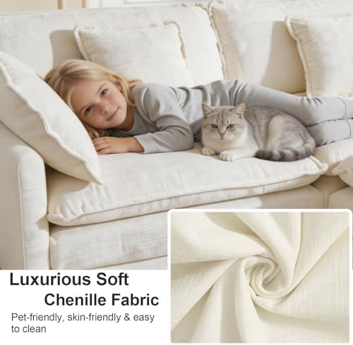 GNIXUU 112" Beige Modular U Shaped Cloud Sectional Couches - Image 4