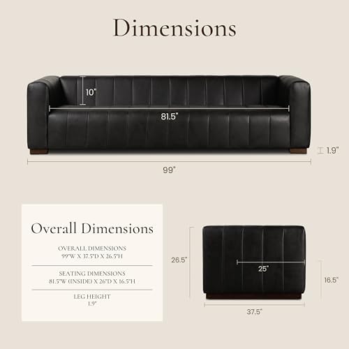 POLY & BARK Canale 99" Sofa in Onyx Black – Modern Living Room Couch - Image 2