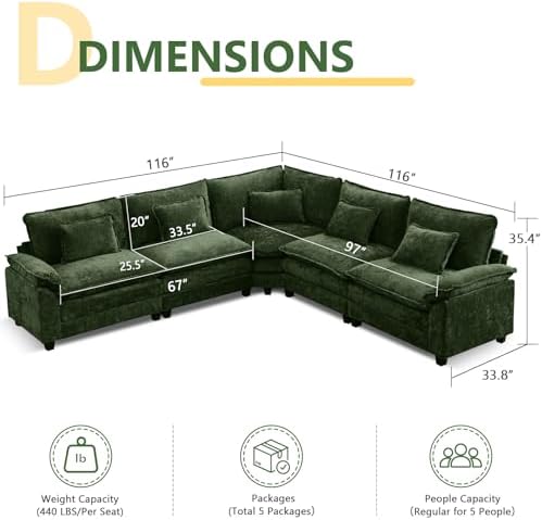 Oversized Modular Sectional Sofa Set, Convertible Deep Seat Cloud Couch - Image 2