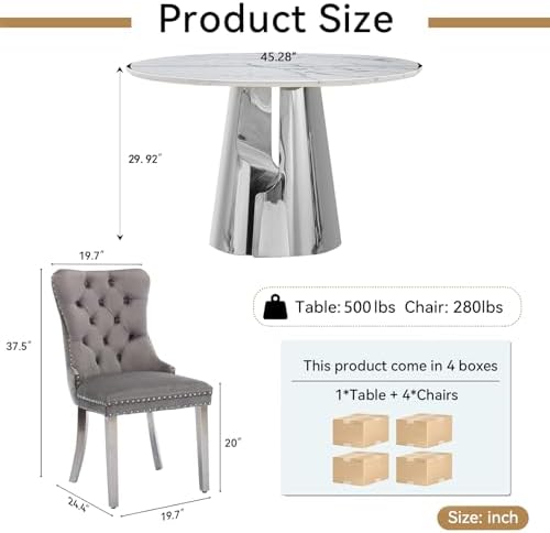 45” Round Dining Table Set For 4, Kitchen Table - Image 6