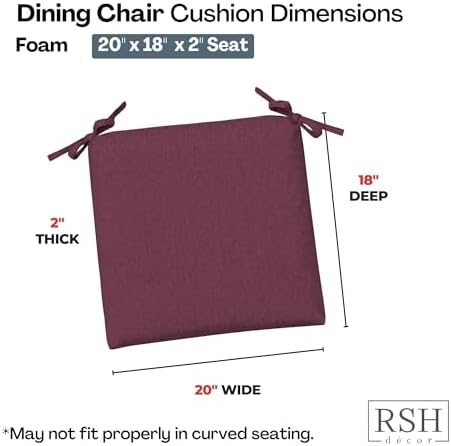 RSH DECOR: Sunbrella Foam Chair Cushions Set of 2 | 20" x 18" x 2" | - Image 3