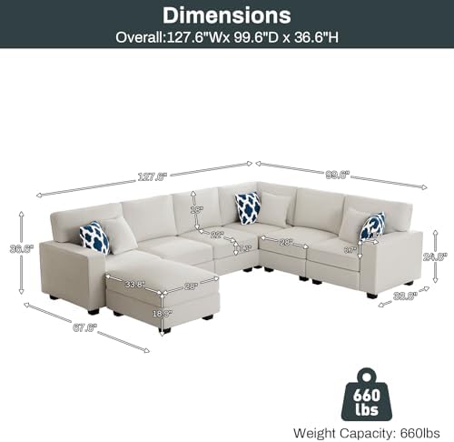 Legend Vansen Oversized Modular Sectional Sofa, U/L‑Shaped Reversible Couch - Image 3