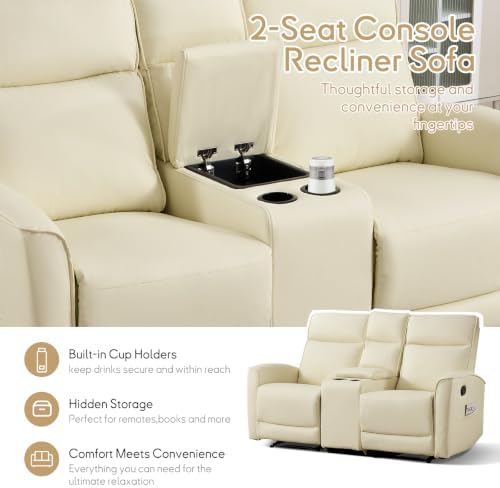 ANJ 2-Piece Premium Faux Leather Manual Reclining Sofa Set, Include Loveseat - Image 6