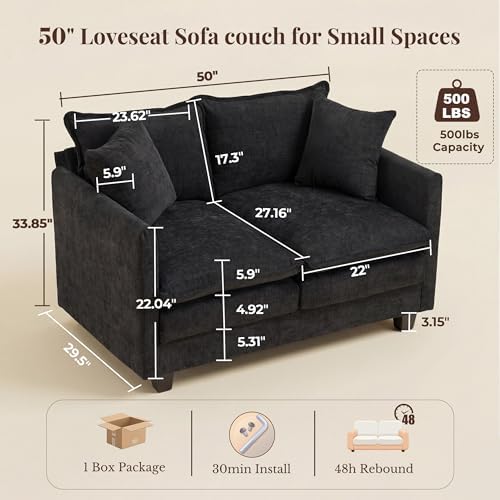 KYJ Loveseat Sofa, Cloud Love Seat Couch 3 Layer Cushion - Image 2