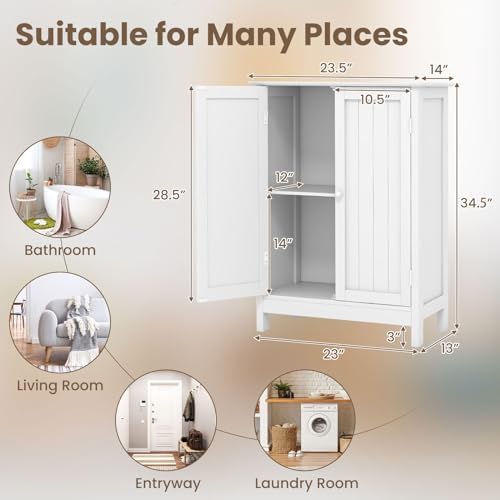 COSTWAY Bathroom Storage Cabinet, Freestanding Bathroom Organizers - Image 3