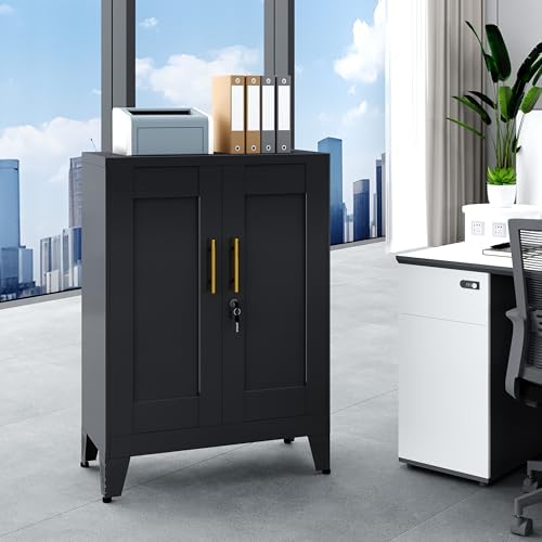 GAIOUS 36" Black Metal Storage Cabinet - Image 4