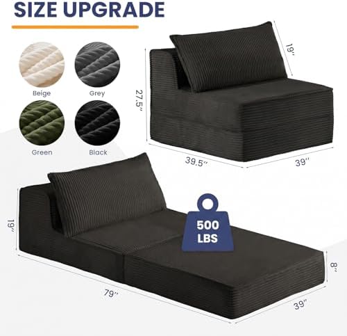 Erament Folding Sofa Bed, Portable Floor Couch Lounge Sofa - Image 2