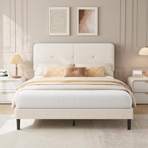 Garvee Full Bed Frame, Velvet Upholstered Platform Bed Frames - Image 7