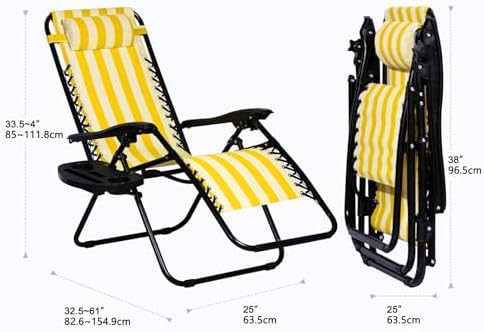 Nazhura Set of 2 Relaxing Recliners Patio Chairs Adjustable Steel Mesh Zero - Image 3