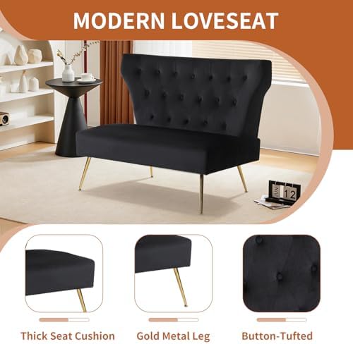 40’’ Velvet Modern Armless Loveseat - Image 3