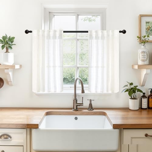 YoungsTex Small Linen Curtains 24 Inch Length by YoungsTex