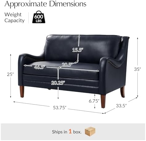 HULALA HOME Faux Leather Loveseat Sofa - Image 2