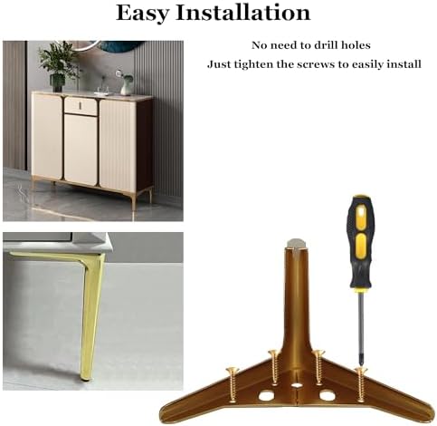 7 inch/18cm Shiny Gold Metal Furniture Legs Set of 8 - Image 3