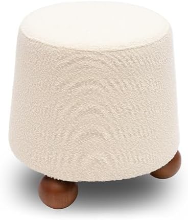 Tov Furniture Jaine Round Boucle Upholstered Stool - Image 4