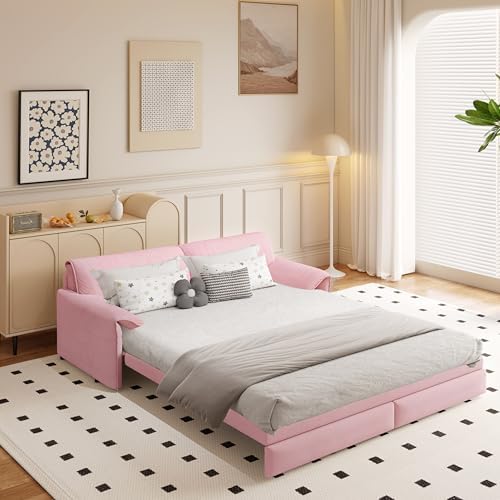 66" Futon Sofa Bed Queen Size, 3-in-1 Convertible Sleeper Sofa - Image 2