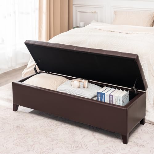 Ottoman with Storage, 51 Inch Large Ottomans Storage Bench - Image 5