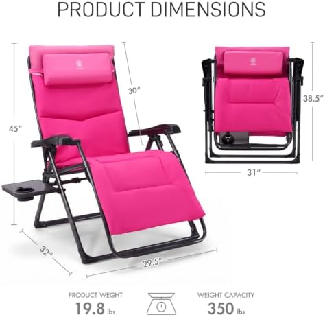 EVER ADVANCED Aluminum Zero Gravity Chair, 2.4" Padded, 350 lb Capacity - Image 3