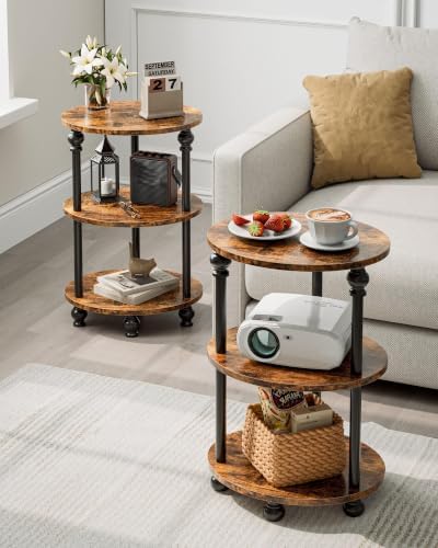 Round Small End Table with Classic Turned Legs, 3 Tier Oval Accent Table - Image 4