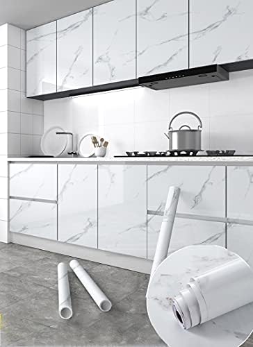 Marble Contact Paper White Peel and Stick Wallpaper 23.6"×197" - Image 3