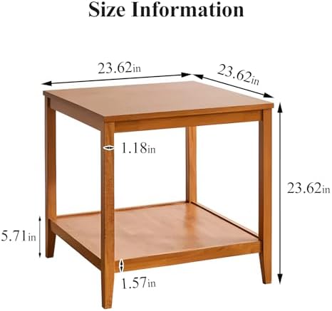 Side Table, Solid Wood Square End Table - Image 2