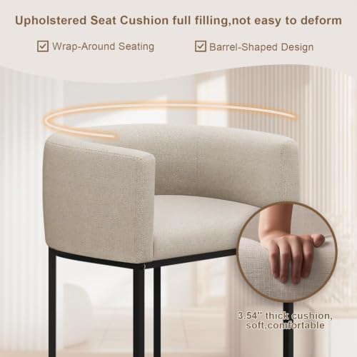 26" H Counter Height Bar Stools Set of 3, Modern Barrel Counter Stools - Image 5