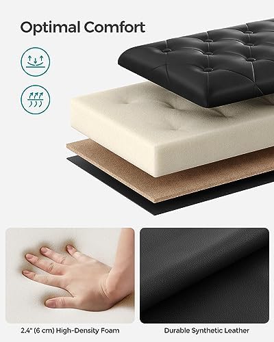 SONGMICS Storage Ottoman, 46.5 Inches Long Bed End Stool, Solid Wood Legs - Image 4