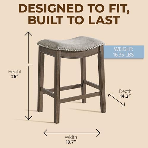 ROME + OAK Parker 26 Inch Counter Stool, Backless Saddle - Image 2