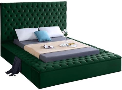 Meridian Furniture Bliss Collection Modern | Contemporary Velvet Upholstered Bed by Unknown