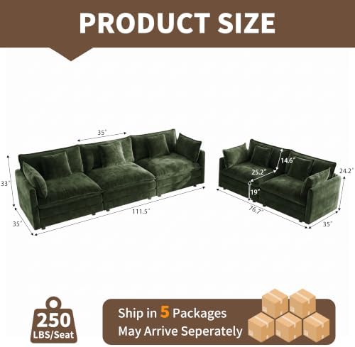 Tmsan 2 Piece Cloud Sofa Couch and Loveseat Set - Image 2