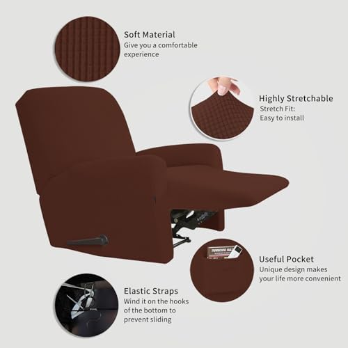 Easy-Going Stretch Recliner Chair Sofa Slipcover Washable Coffee - Image 2