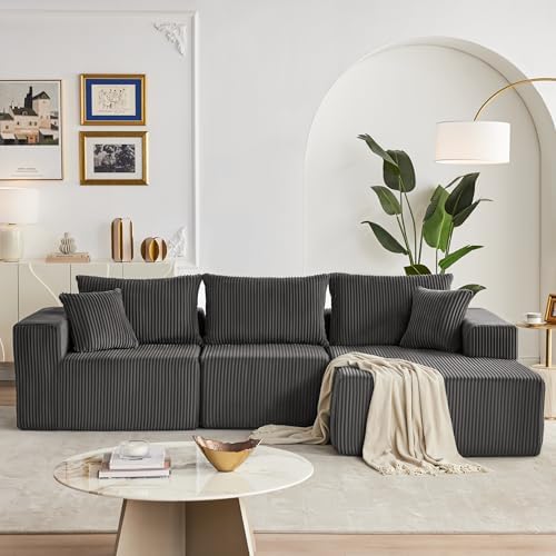 108" Boneless Couch with Chaise, Modular Sofa with Deep Seat - Image 2