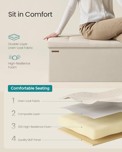 SONGMICS 30 Inches Folding Storage Ottoman Bench, Load 660 lb - Image 7